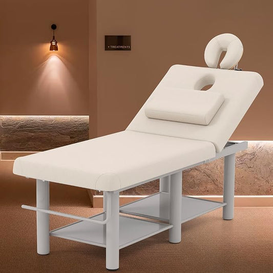 Professional Massage Table – Heavy Duty Adjustable Spa Bed with Open Face Hole & Headrest – PU Leather, Sturdy Metal Frame for Physical Therapy, Tattoo, Salon & Massage, Gray