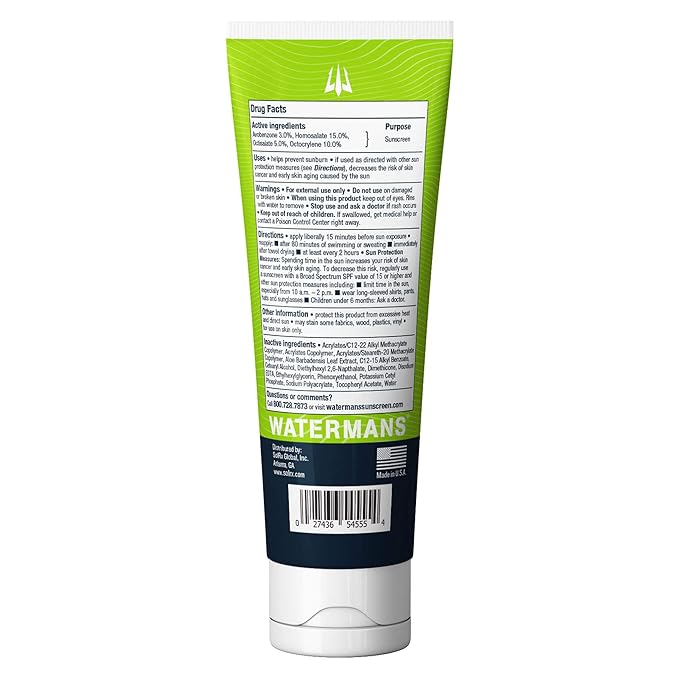 WATERMAN'S Hyrdo Lite SPF 55 Broad Spectrum Reef Safe Sunscreen for Face and Body, Fragrance-Free, Oxybenzone Free - 3.4oz