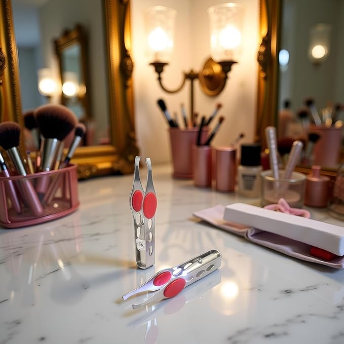 Silver Tweezer With LED Light For Hair Removal Makeup Tool Eyebrow Eyelash for Women Facial Hair, Lash Trimmer,Hair Tweezers,Ingrown For Tweezer,Tweeze,Women's Hair Removal Tweezers