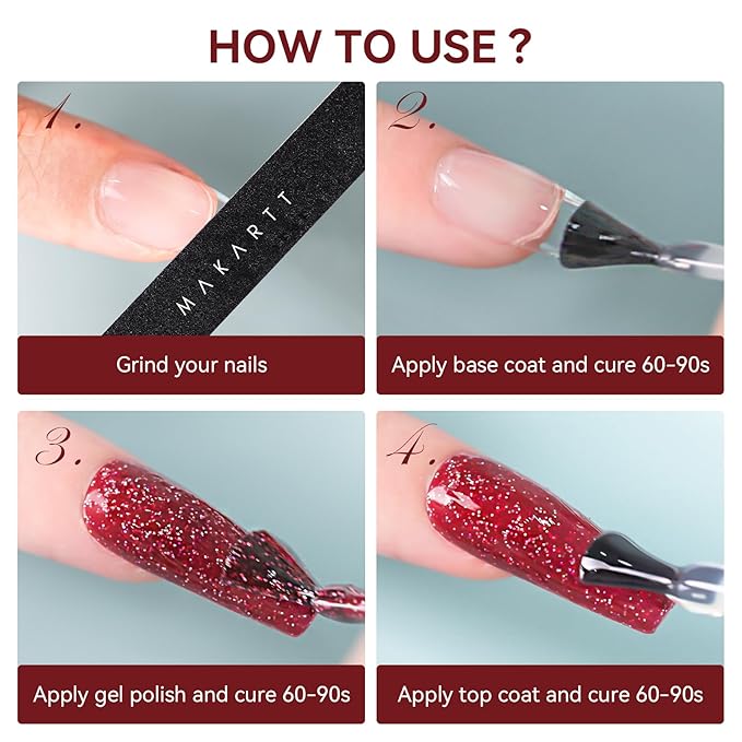 Makartt Christmas Glitter Gel Nail Polish Set - 2 Pcs 15ml Shimmer Gel, UV Soak Off for Nail Art Design, DIY Home Salon Winter Manicure Gift, Tinsel Green & Glistening Cheer