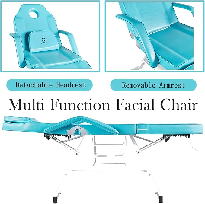 Lash Bed Facial Chair Tattoo Char Massage Table 73in 3-Section Multipurpose Massage Bed Professional Tattoo Table Salon Spa Equipment for Facial Spa Beauty Spa Salon Equipment-Blue