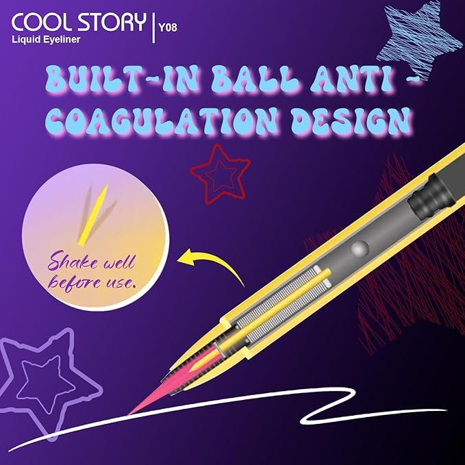 COOL STORY Liquid Eyeliner Waterproof Smudge Proof Eye Liner, 24H Long-Lasting, 0.6ml/0.02 fl.oz (Sky Blue)