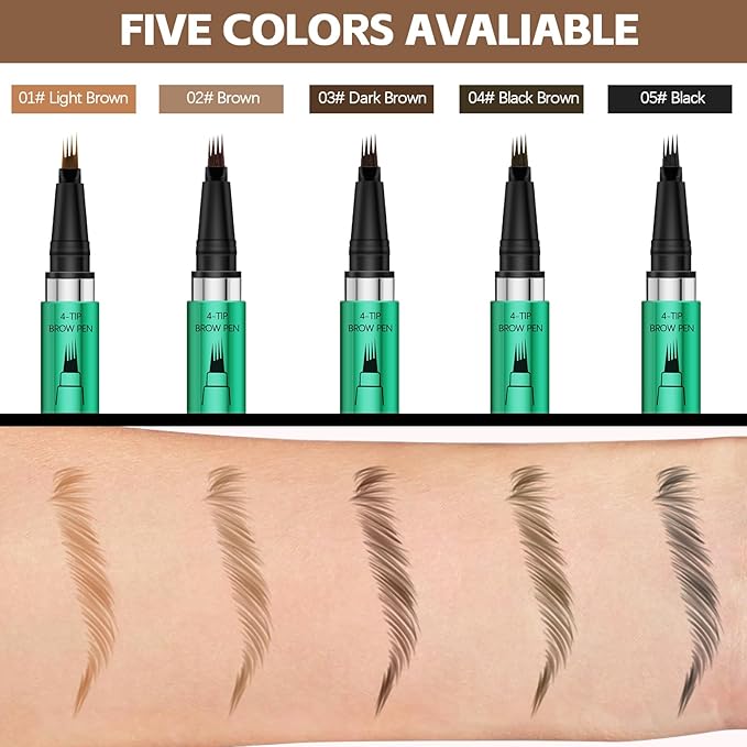 Microblading Eyebrow Pen，Waterproof Brow Pen Micro 4 Point,Eyebrow Makeup Pencil for Women to Effortlessly Create Hair Like Natural Brows，Long Lasting & Smudge-proof