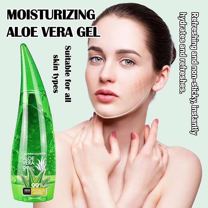 Organic Aloe Vera Gel for After Sun Skin Care,Natural Moisturizing Aloe Vera Gel for Face & Body,Easy to Portable Face Moisturizer,Travel Size Pure Vera Aloe Gel for all Skin Types 260 ml B