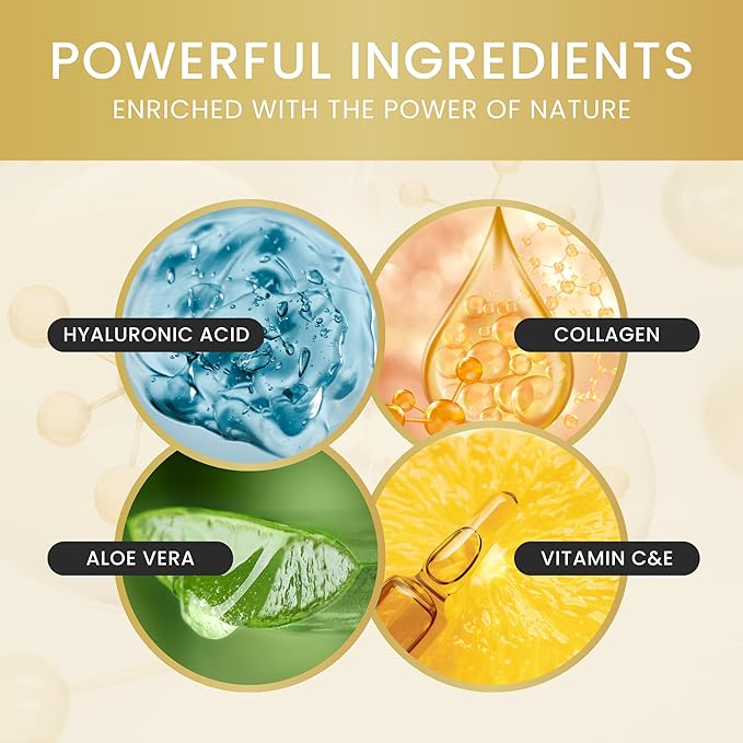 16 Pairs Gold Under Eye Patches with 2 pieces of Lip Mask | Under Eye Mask Dark Circles and Puffiness | Wrinkles Patches with Hydrogel | Collagen Eye Pad