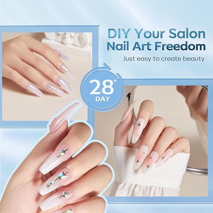 modelones 10 in One Gel Nail Glue Brush On Nail Glue 15 ml for Tips, Rhinestones, Base Coat, Blooming Art Gel Kit for Press on Nails Acrylic tips U V Lamp Needed 2Pcs