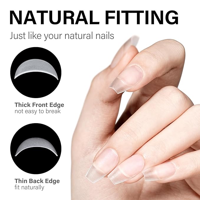 AILLSA Nail Tips and Glue Gel Kit Short Coffin Nail Tips 240pcs with 2 In 1 Nail Glue Base Coat and Nail Dehydrator, Gel Extension Nail Kit with U V Light Top Coat for DIY Home Salon