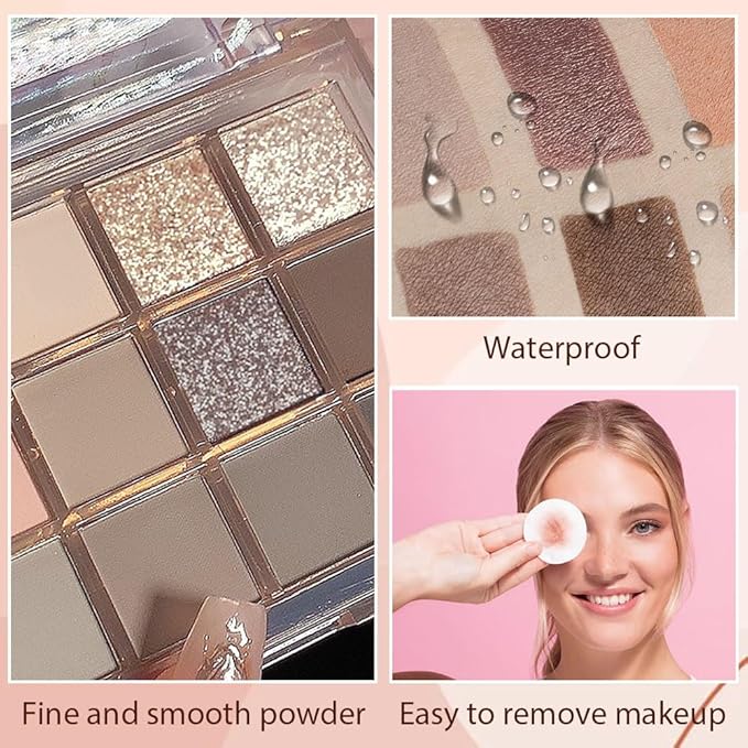 12 Girds Colorful Matte Shimmer Eyeshadow Palette for Eye Makeup,High Pigmented Eye Shadow Primers Powder Palet de sombras de ojos 12-A