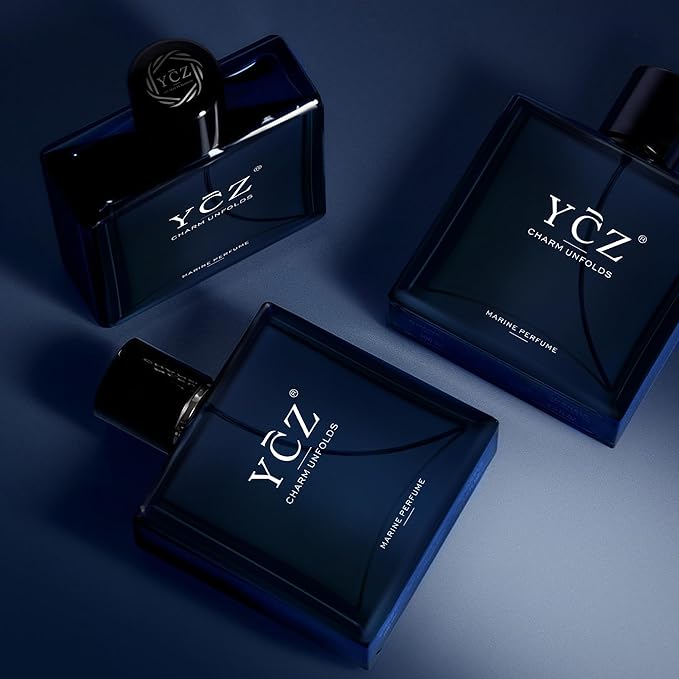 Ycz Charm Unfolds Marine Perfume for Men, 1.7 oz. Long Lasting Eau De Parfum Cologne For Men, Oriental Woody Fragrance - Ideal Special Occasions, Making it the Ideal gentlemen’s Gift (2-Pack).