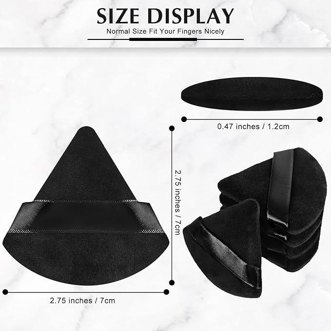 Suclain 48 Pcs Velour Triangle Powder Puff Soft Velour Makeup Puff for Face Powder Makeup Triangle Sponges for Wet and Dry Cosmetic Foundation Loose Mineral Body Tool(Black, White)