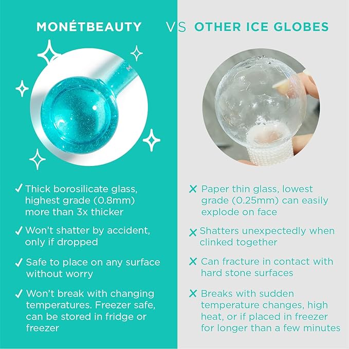 Ice Globes for Face, Freezer Safe and Highly Effective Facial Globes for Daily Beauty Routines, Face Roller to Tighten Skin, Reduce Puffiness, Enhance Circulation and Complexion (Blue)