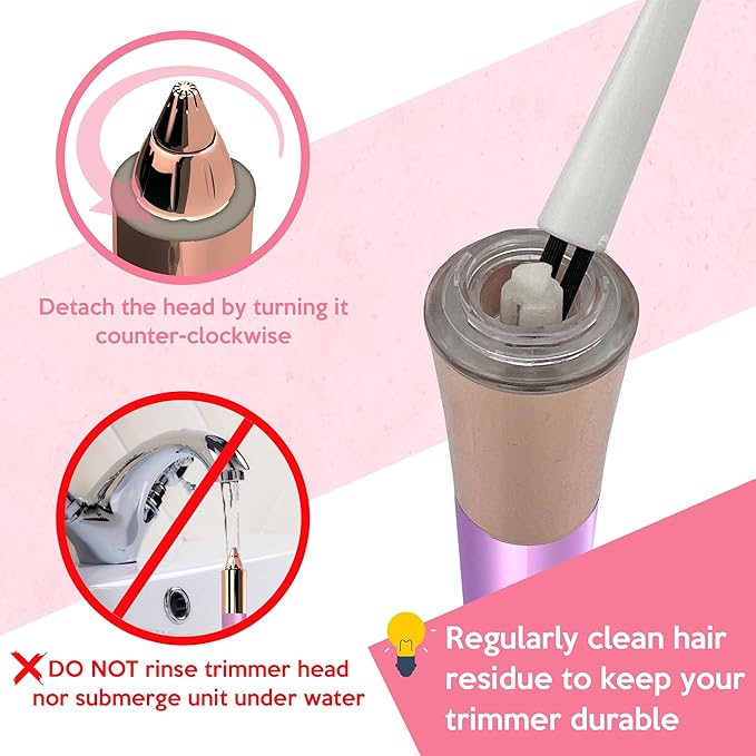 Mini Portable Painless Eyebrow Remover Trimmer for Women, Eyebrow Razor Epilator Pen,18K Gold-Plated Hypoallergenic Precision Pencil-tip. 360° LED Light for Instant and Painless Hair Remover.