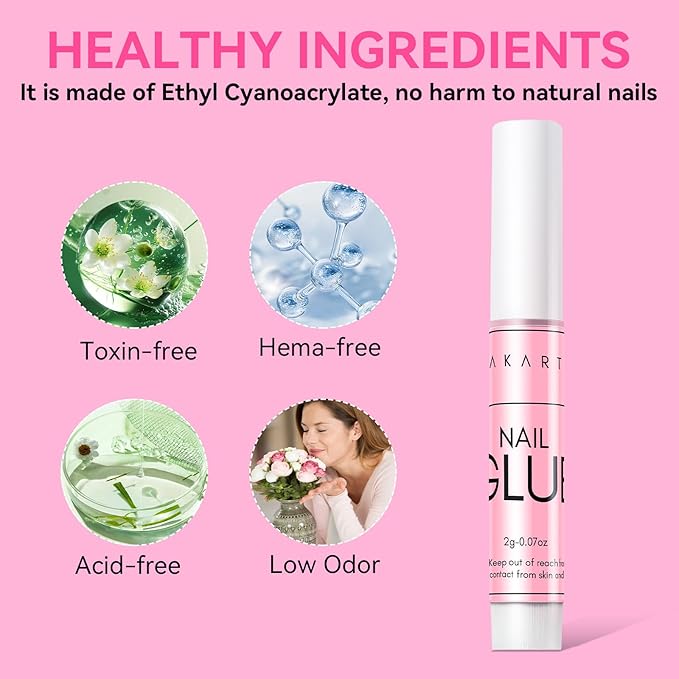 Makartt Super Strong Nail Glue for Press On Nails: Professional Acrylic Nails Nail Adhesive Bond Nail Tips Glue for Stick On Nails Long Lasting Nail Glue for Fake Nails Broken Nails Repair 10Pcs