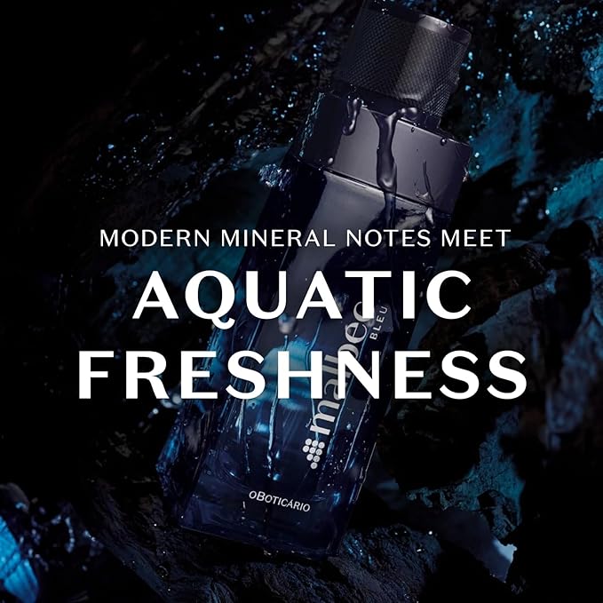 Malbec Bleu Eau de Toilette By O Boticário, Cologne For Men, French Oak Barrel-Aged Red Wine & Fresh Woody Fougére Scent, 3.4 Ounce