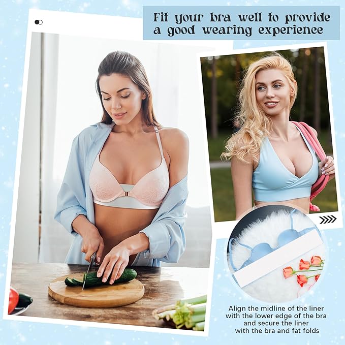 Toulite Cool Ice Silk Bra Liners for Sweat 10 Pcs 3 Layer Medium Washable Rectangle Cool Ice Silk Under Breasts Pads for Women Absorb Sweating, 18 x 3 Inches White for Summer