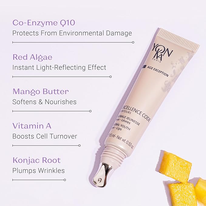 Yon-Ka Excellence Code Contours Eye Cream (15ml) Anti-Aging Eye and Lip Treatment with Hyaluronic Acid, Reduce Puffiness and Dark Circles, Paraben-Free