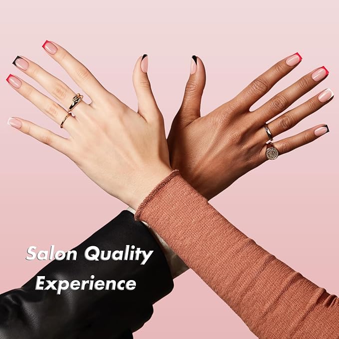 30Pcs Pink French Tip Press on Nails Short Square Nails Press ons, Short Fake Nails Coffin Acrylic French Glue on Nail False Nail for Women Natural15 Sizes