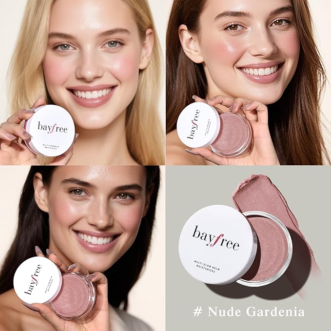 bayfree Multi Glow Balm Set, Cream Blush with Double-ended Brush, Radiant Finish, Hydrating, Creamy, Radiant Finish, Lightweight & Blendable Color, Face Balm