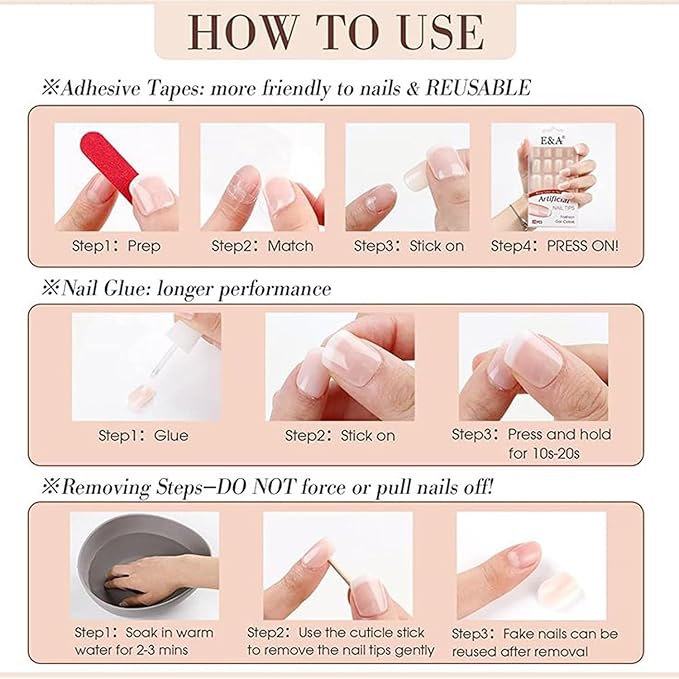 24Pcs French Tip Press on Nails Medium Almond Fake Nails Sparkling Diamond Pearl Star Bow Design French Nails Reusable Fake Nails for Wedding Party Cute Stick on Nails for Women Daily Wear