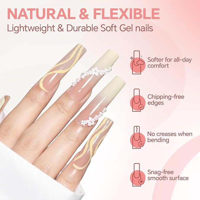 Extra Long Sqaure Nail Tips: 120 Pcs XXL Nail Tips Square Pre-buffed Full Cover Clear Gel Nails Tips for Acrylic Nails Professional, 12 Sizes No C Curve Fake Nails for Nail Extensions Home DIY Salon