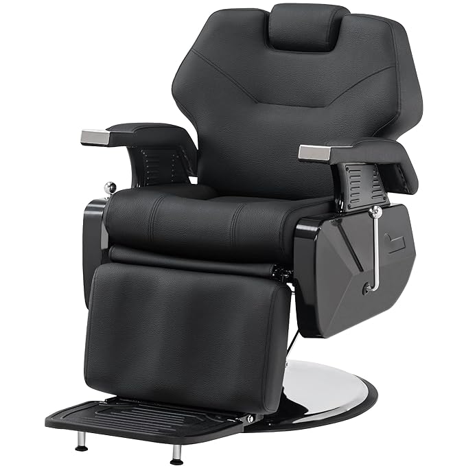 BarberPub Hydraulic Recline Barber Chair All Purpose Salon Beauty Spa Styling Equipment 9208 (Black)