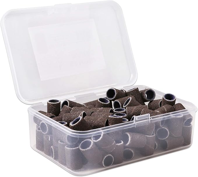 PANA 100 Pieces Nail Sanding Bands Professional Nail Manicure Great Fit for Nail Drill Bits for Acrylic Nails (150 Grit, Brown)