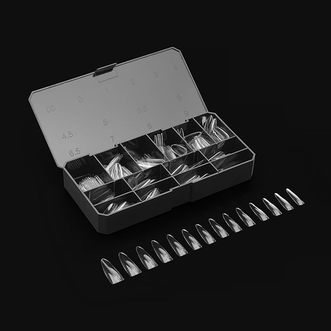 Aprés Gel-X® Sculpted Almond Extra Long Box of Nail Tips | 280 Gel-X Tips, Soft Tips, 14 Sizes 00-9 | Half-sizes Included