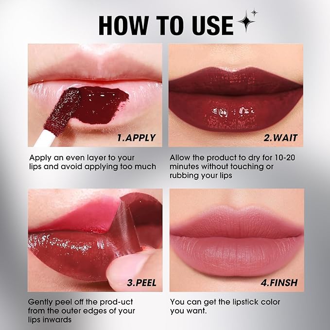 LANGMANNI 2 Colors Long-Lasting Peel Off Lip Liner Set, Waterproof & Smudge-Proof Matte Lip Liners Gift Makeup For Girls (#2+3)