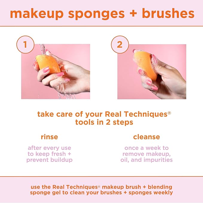 Real Techniques Miracle Concealer Sponge, Makeup Blending Sponge For Liquid & Cream Concealer, Elongated Shape For Precise Application Under Eyes & Tight Areas, Yellow, Latex-Free Foam, 1 Count