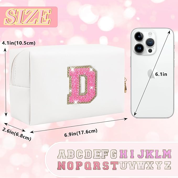 Personalized initial letter makeup bag,