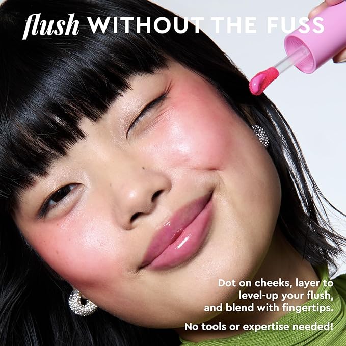 Glow Recipe Niacinamide Dewy Flush Tinted Liquid Blush Serum - Glowy Blush for Cheeks to Smooth, Hydrate & Brighten - Liquid Korean Makeup with Buildable Soft Pink Tint - Dragon Fruit Flush (0.4 oz)