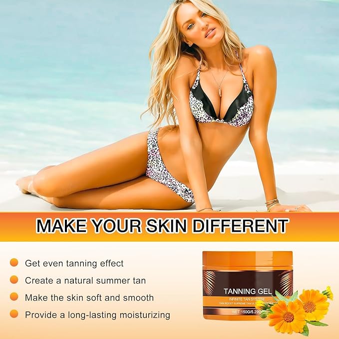 Luxury Intensive Tanning Gel,Natural Tanning Accelerator Cream,Beauty Brown Tanning Gel, Dark Tanning Gel Celyn Tanning Cream For Sunbeds &Outdoor Sun,Sunbathing Lotion Cream(2pcs)