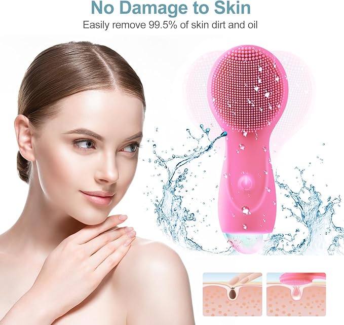 Facial Massager, Facial Cleansing Brush, Waterproof Rechargeable Portable Powerful Massage Cleaning ultrasonic face Washer, Facial Cleansing Tool, Suitable for Ladies Facial Exfoliation.