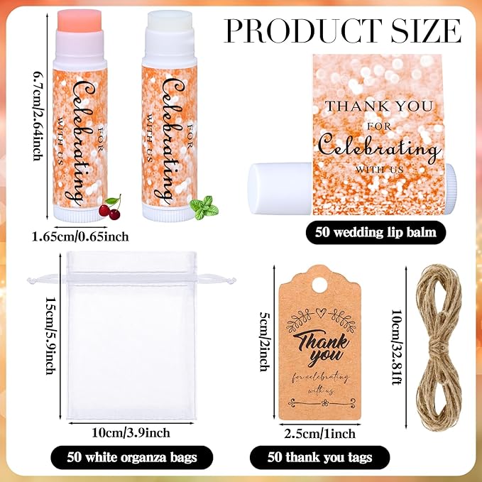 50 Set Wedding Party Lip Balm Bags