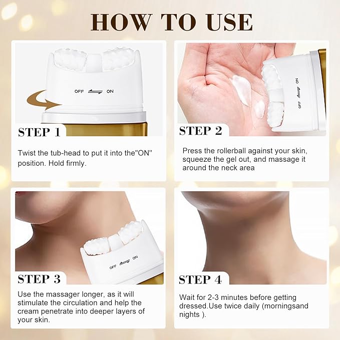 [2025 Upgrade] AH8 Firming Neck Cream with Roller - Tightening & Lifting Cream for Sagging Skin, 8-HA Clockwise Neck Cream for Face & Body Skin Tightening Cream with Massage Roller