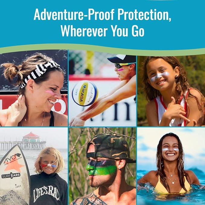 Zinka Colored Zinc Oxide Sunblock – High Zinc Formula for Nose and Face, 2 Pack, Blue