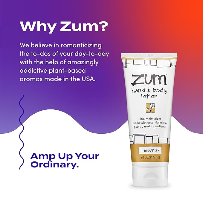 Zum Indigo Wild Hand & Body Lotion - Natural Hand Lotion for Dry Hands - Body Lotion for Women & Men - Body Moisturizers Include Shea Butter, Jojoba Oil & More - Almond Scent - 6 fl oz