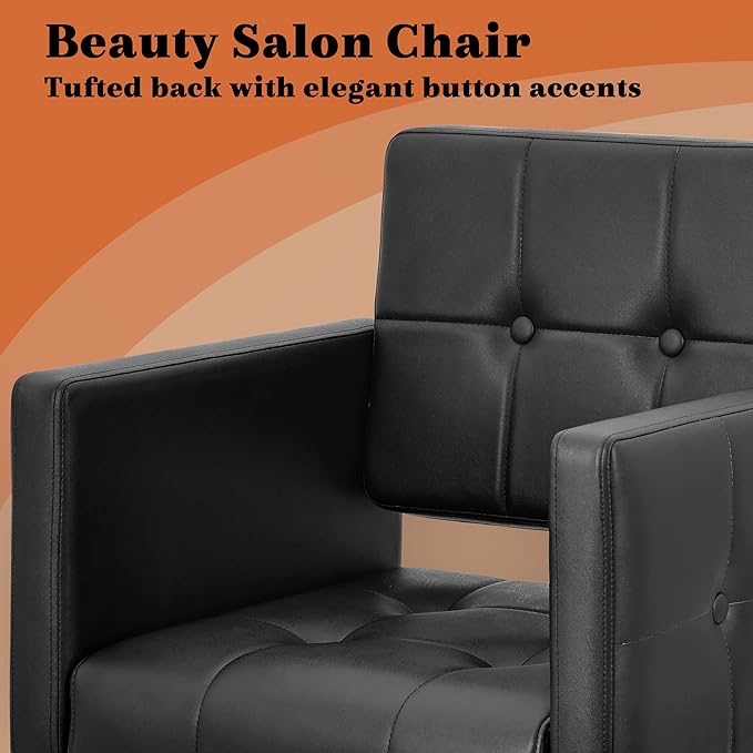 Black Hair Salon Chair for Hair Stylist Wide Seat, Hydraulic Barber Chair for Home, Beauty Salon Styling Stylist Chair, Spa Cosmetology Shampoo Hairdressing Reclining Braiding Armchair