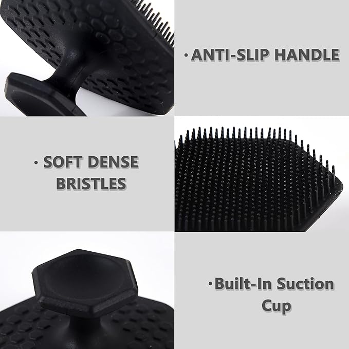Silicone Face Scrubber - 2 Pack Face Exfoliator Scrub- Handheld Gentle Facial Cleansing for Sensitive, Dry Skin, Exfoliating Faceial Scrubber Tool for Men and Women(Black-2 Pack)