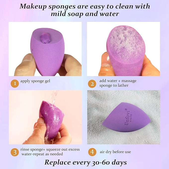 7-Pack Makeup Sponges Set - Angled Teardrop Beauty Blenders, Non-Latex Ultra-Soft & Quick-Dry, Hygienic Cosmetic Sponges for Seamless Liquid/Powder Blending (Multicolor)