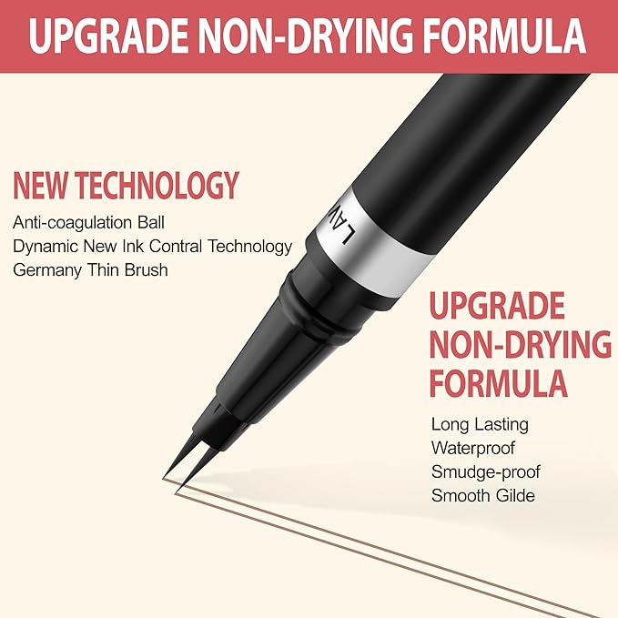 LAVONE Hair-Like Eyebrow Pen Makeup kit, Eyebrow Pencils for Women with Waterproof Microblading Eyebrow Pencil, Eyebrow Pomade, Eyeliner and Eyebrow Brush, Create Full, Natural Brows, Ash Brown