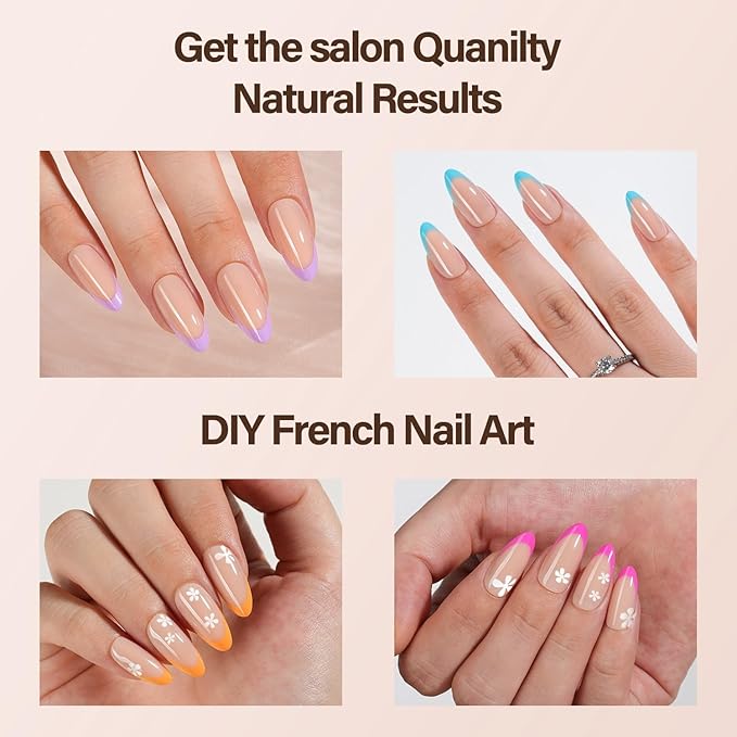 Vansiho 150Pcs French Gel Almond Nail Tips, Medium Press on Nails, Pre-French Acrylic Fake Tips for Nail Art DIY - 15 Sizes