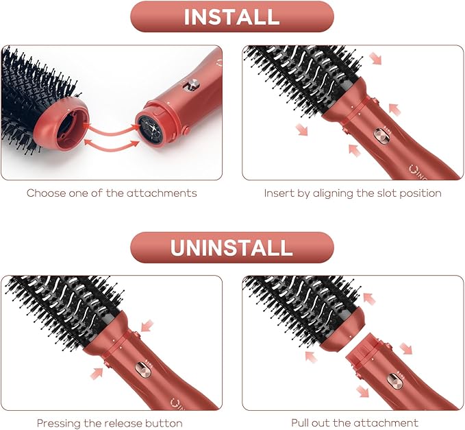 IG INGLAM Blow Dryer Brush Set, 5-in-1 Multi-Styler for Drying, Salon Blowouts, Smooth Curls, Sleek Styles, Ionic Hot Air Brush with Soft Tufts & Nylon Bristles for Frizz-Free Hair, Strawberry Bronze