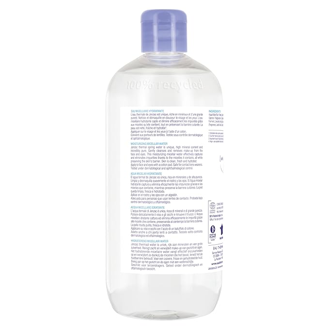 Eau Thermale Jonzac 99% Organic Micellar Water - Natural Eye & Face Makeup Remover - Hydrating With Thermal Spring Water - For Sensitive Skin - Non-Toxic - Agua Micelar Orgánica - 16.9 Fl Oz