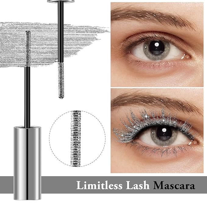 Colored Fiber Mascara, Waterproof Long Lasting Eyelash Mascara, Glitter Eyeshadow And Brow, Volume And Length, Sparkle Eye Makeup