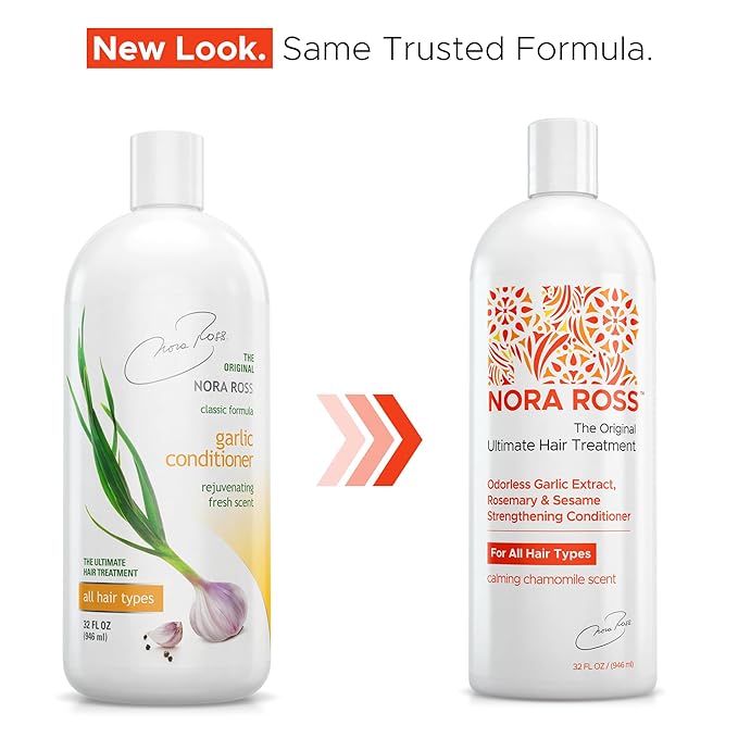 Nora Ross Garlic Extract Strengthening Conditioner with Sesame Seed Oil – Natural Deep Hair Conditioner for Women and Men with Dry, Damaged, Thinning Hair – Hydrating Paraben-Free Treatment – 32oz