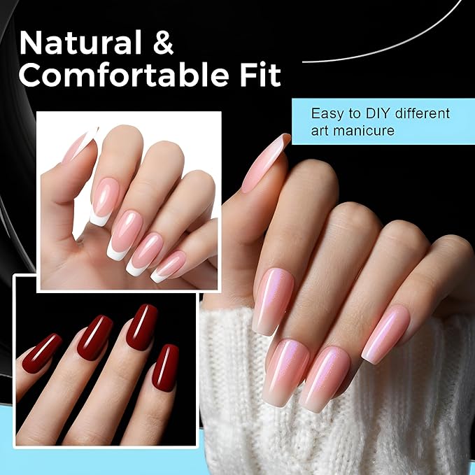 TOMICCA Medium Coffin Nail Tips Acrylic Nails 240Pcs Acrylic Nail Kit 15 Sizes Clear Nails Pre-shaped Gel Nail Tips for Nail Extensions Home DIY Salon