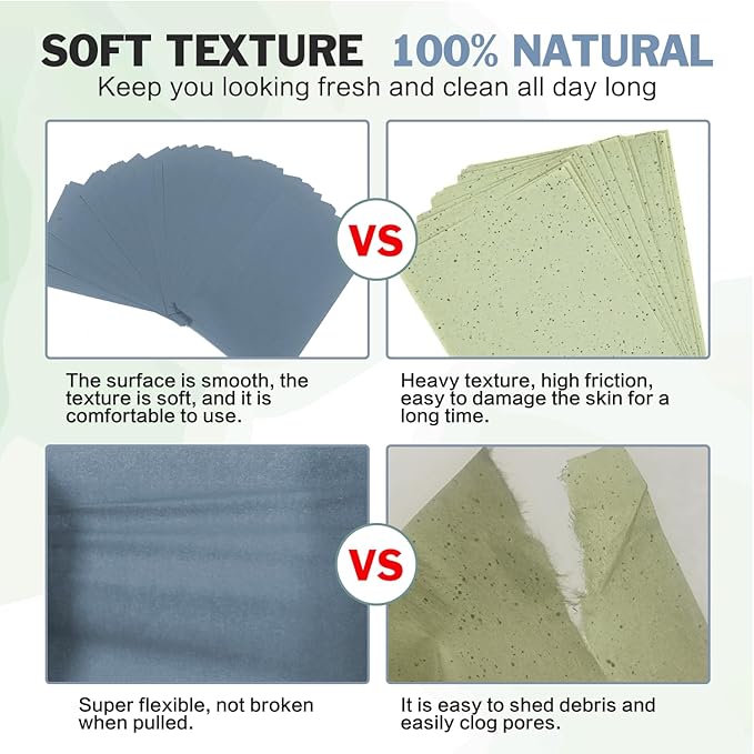 Natural Bamboo Charcoal Oil Absorbing Tissues - 4pk/400 Oil Blotting Sheets For Face, Oil Control Film, Oil Absorbing Sheets, Makeup Friendly
