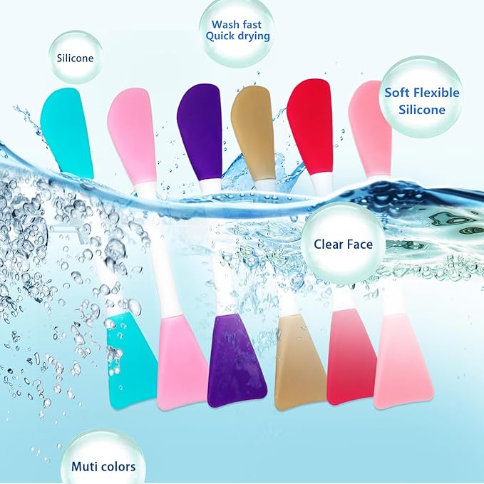 6PCS Silicone Face Mask Brush, Flexible Silicone Brush Applicator for face, Facial Cleansing Brushes Mask Makeup Brushes