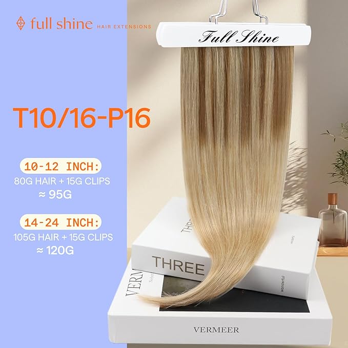 Full Shine Human Hair Clip in Extensions Balayage Clip in Hair Extensions Remy Hair Golden Brown to Dark Blonde Hair Extensions Clip ins Human Hair for Women Double Weft 7 Pcs 20 Inch 120 G